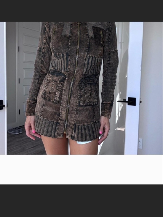 Salvage Jackets & Blazers - Salvage Brown Distressed Washed Zip UP Ribbed Jacket. L